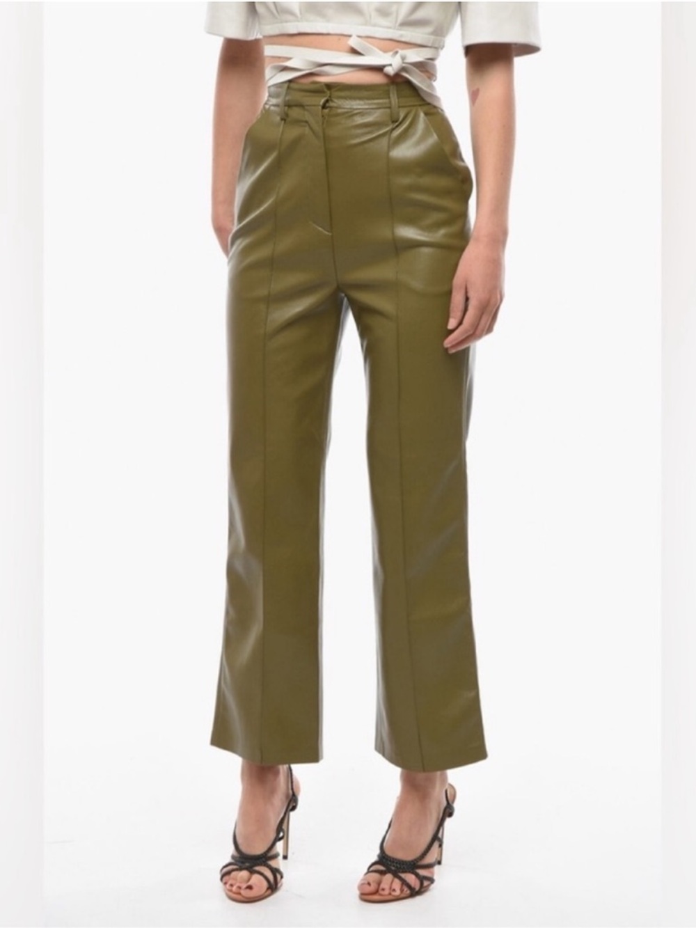 Nanushka Lucee women's vegan leather high waisted trousers